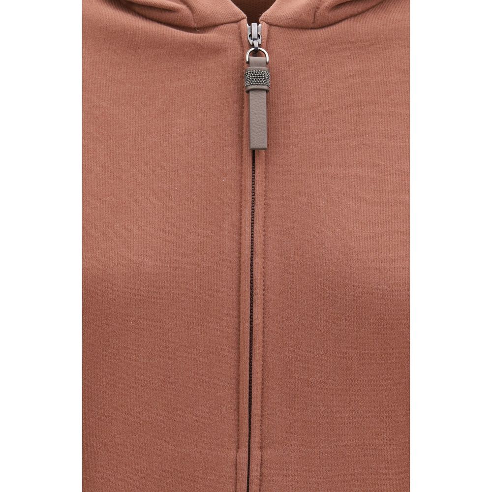 Sweatshirt Hoodie by Brunello Cucinelli for women in cotton brown & signature features a edgy silhouette, detailed with a edgy and for a refined finish.