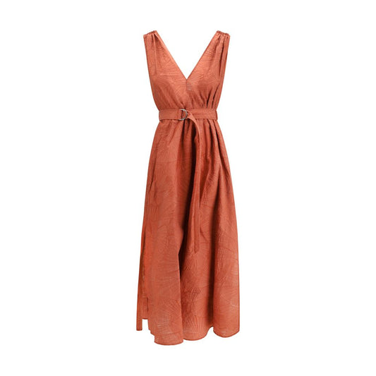 Dress by Brunello Cucinelli for women in polyamide & cotton multicolor, patterned, floral & signature showcases a striking silhouette, elegantly detailed with a sleeveless, refined , and a striking midi for a striking finish.