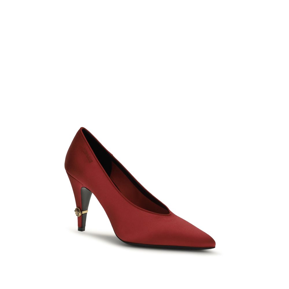 High-Heel Pumps Heels by Versace for women in viscose silk satin multicolor features a effortlessly chic Medusa Women's Viscose Silk Satin High-Heel Pumps Heels design with a sophisticated high-heel and elegant pointed toe style.