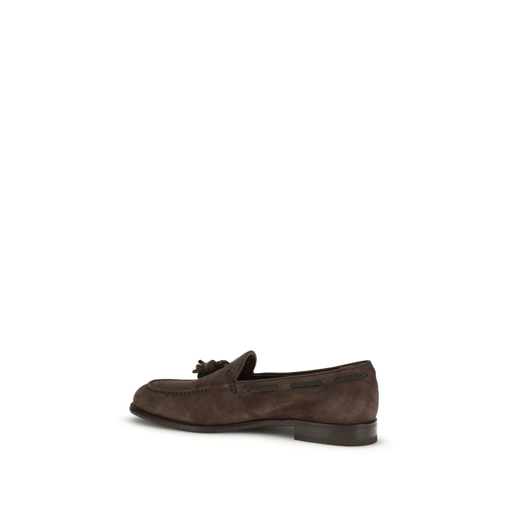Loafer Slip-On Shoes by Fratelli Rossetti for men in bos taurus calf suede leather brown features an dynamic silhouette from the College Men's Bos Taurus Calf Suede Leather Loafer Slip-On Shoes collection, defined by a dynamic round toe style and for a dynamic look.