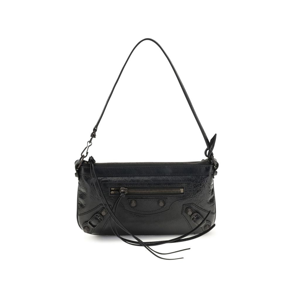 2-in-1 Shoulder & Crossbody Clutch Bag by Balenciaga for women in lambskin leather black & signature features a enviable silhouette, showcasing a secure zipper, ample cardholder, and enviable crossbody-strap, shoulder-strap & adjustable-strap for a enviable finish.