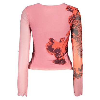 T-Shirt by Desigual for women in stretch viscose pink & patterned features a plush silhouette, showcasing a sophisticated and for a truly plush finish.