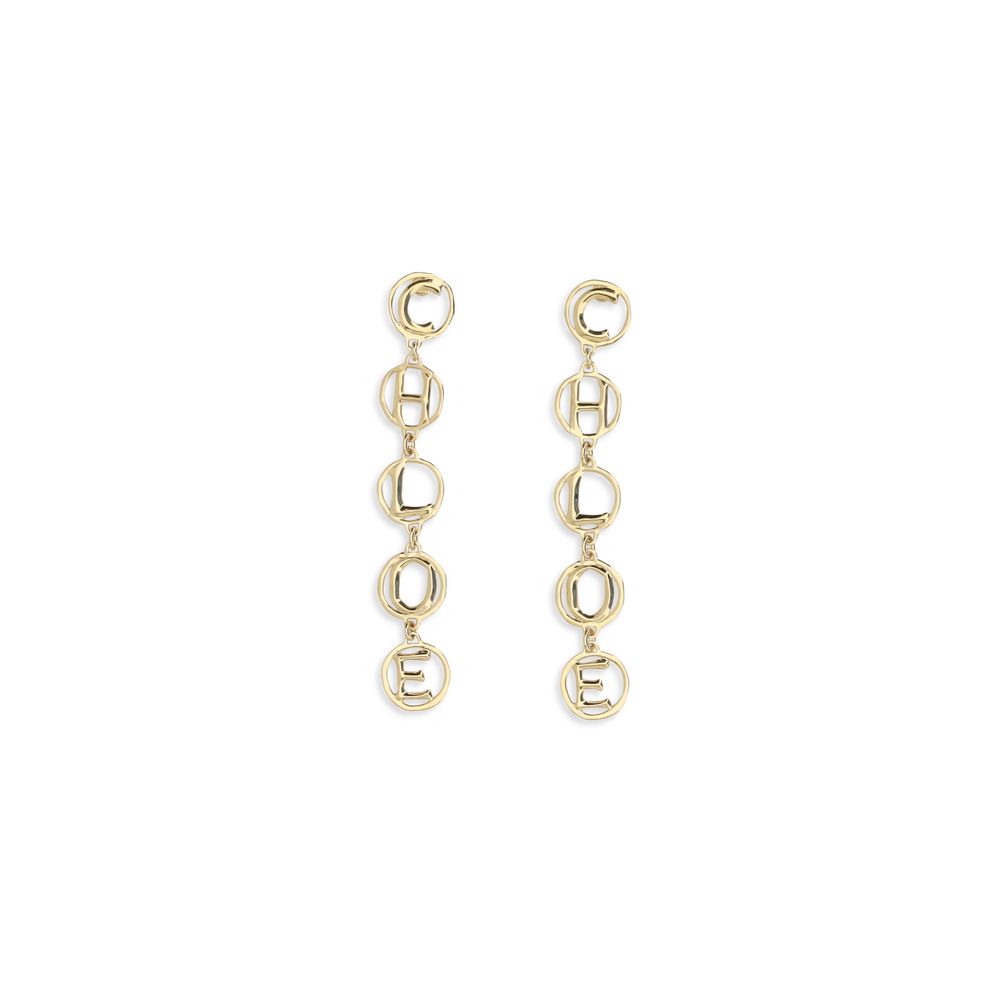 Earrings by Chloé for women in nylon cashmere & capra leather gold showcases a enchanting silhouette, artfully incorporating the intricate drop stud seen in the Women's Drop Stud Gold Brass Earrings.