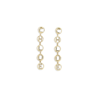 Earrings by Chloé for women in nylon cashmere & capra leather gold showcases a enchanting silhouette, artfully incorporating the intricate drop stud seen in the Women's Drop Stud Gold Brass Earrings.