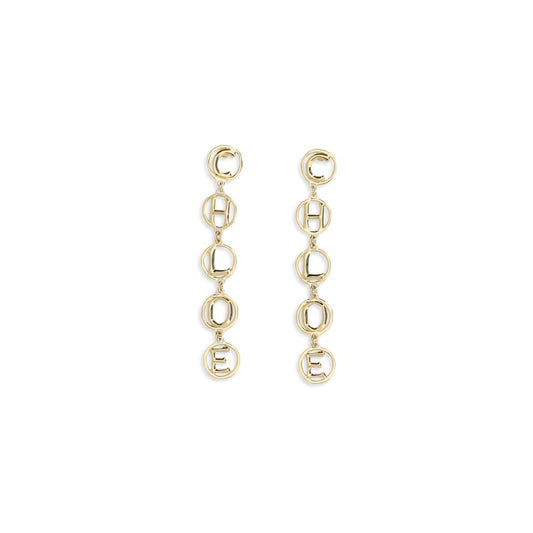 Earrings by Chloé for women in nylon cashmere & capra leather gold showcases a enchanting silhouette, artfully incorporating the intricate drop stud seen in the Women's Drop Stud Gold Brass Earrings.