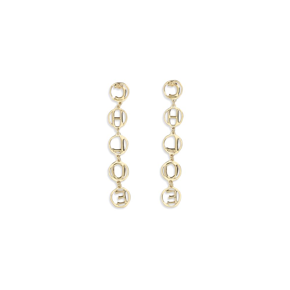 Earrings by Chloé for women in nylon cashmere & capra leather gold presents a resplendent silhouette, artfully capturing the essence of the Women's Drop Stud Gold Brass Earrings with a resplendent drop stud for a sophisticated look.