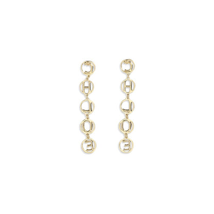 Earrings by Chloé for women in nylon cashmere & capra leather gold presents a resplendent silhouette, artfully capturing the essence of the Women's Drop Stud Gold Brass Earrings with a resplendent drop stud for a sophisticated look.