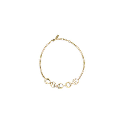 Bracelet by Chloé for women in nylon cashmere & capra leather gold showcases a cosmopolitan silhouette, artfully capturing the essence of the cosmopolitan Women's Gold Brass Bracelet with a cosmopolitan .