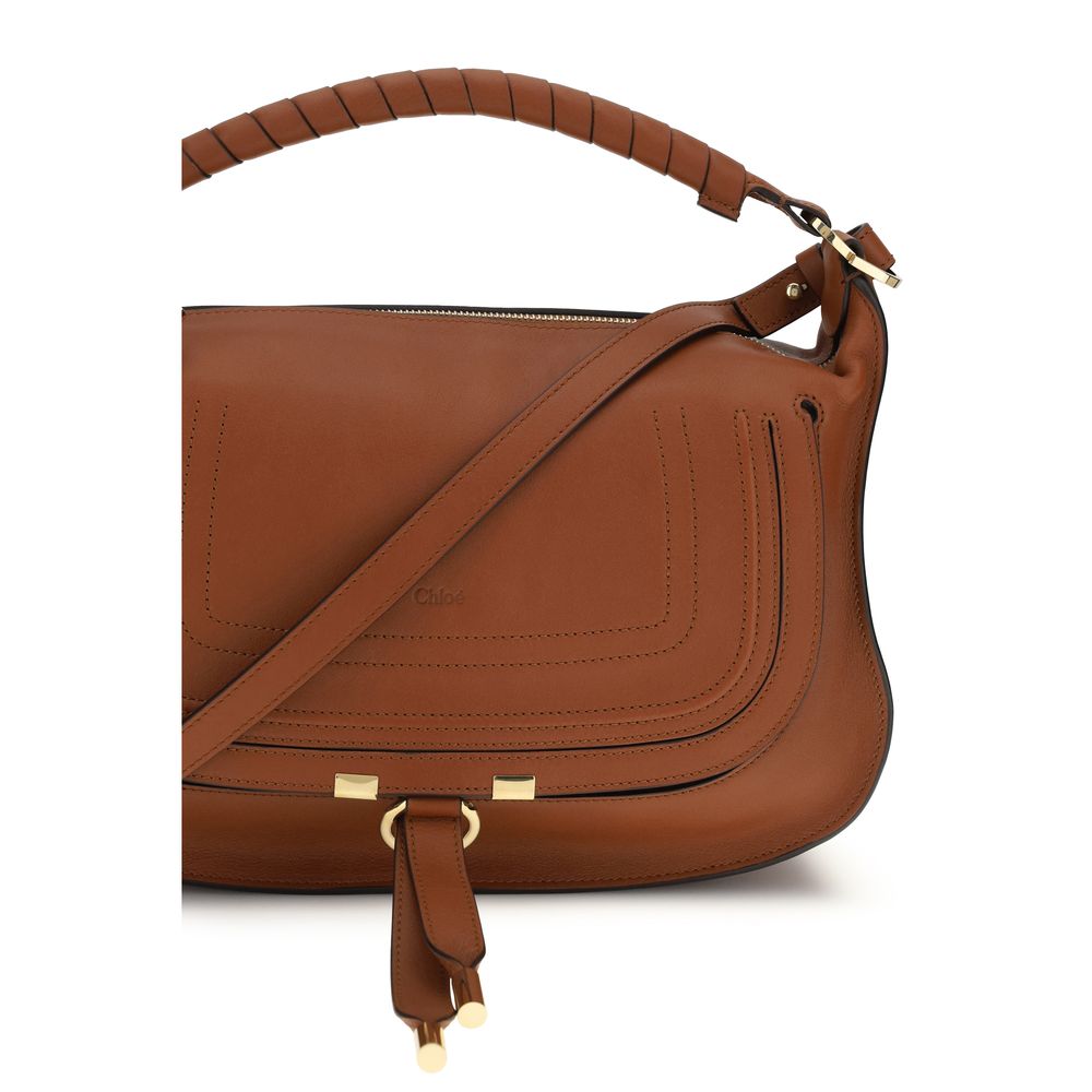 Compact 2-in-1 Shoulder & Crossbody Flap Satchel Bag by Chloé for women in bos taurus calf leather brown & signature presents a versatile silhouette, showcasing a secure flap & zipper and versatile external-pockets with versatile crossbody-strap, shoulder-strap & adjustable-strap for a sophisticated look.