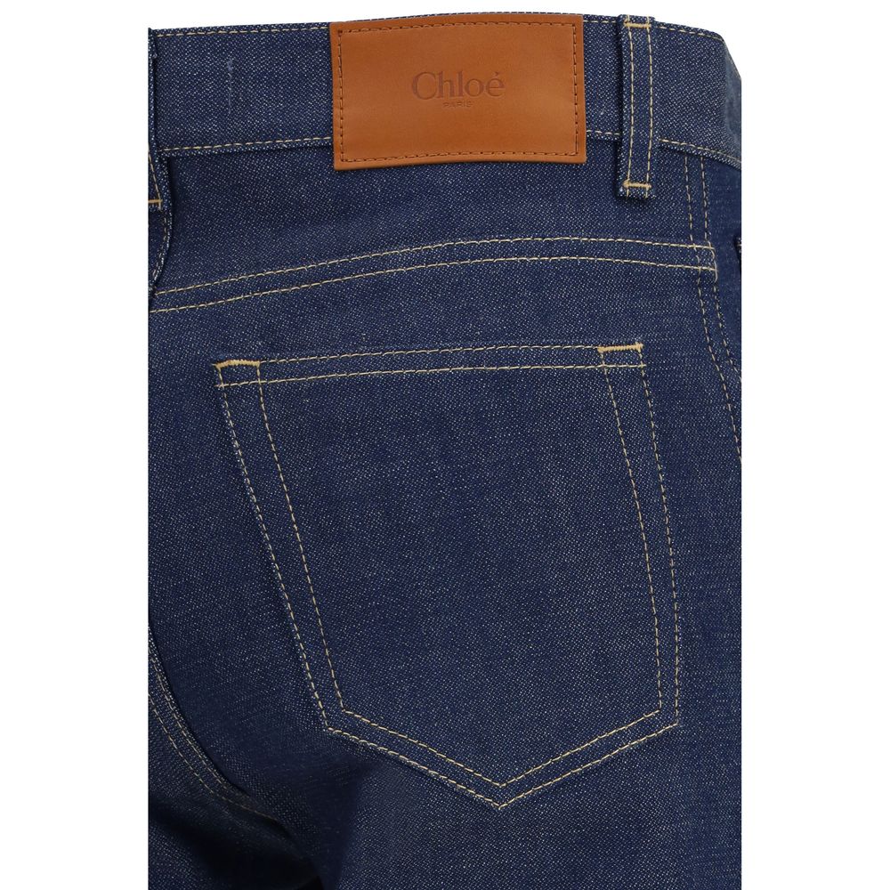 Jeans by Chloé for women in denim cotton blue features an sartorial regular-fit & slim and long with a cut for a sartorial finish.