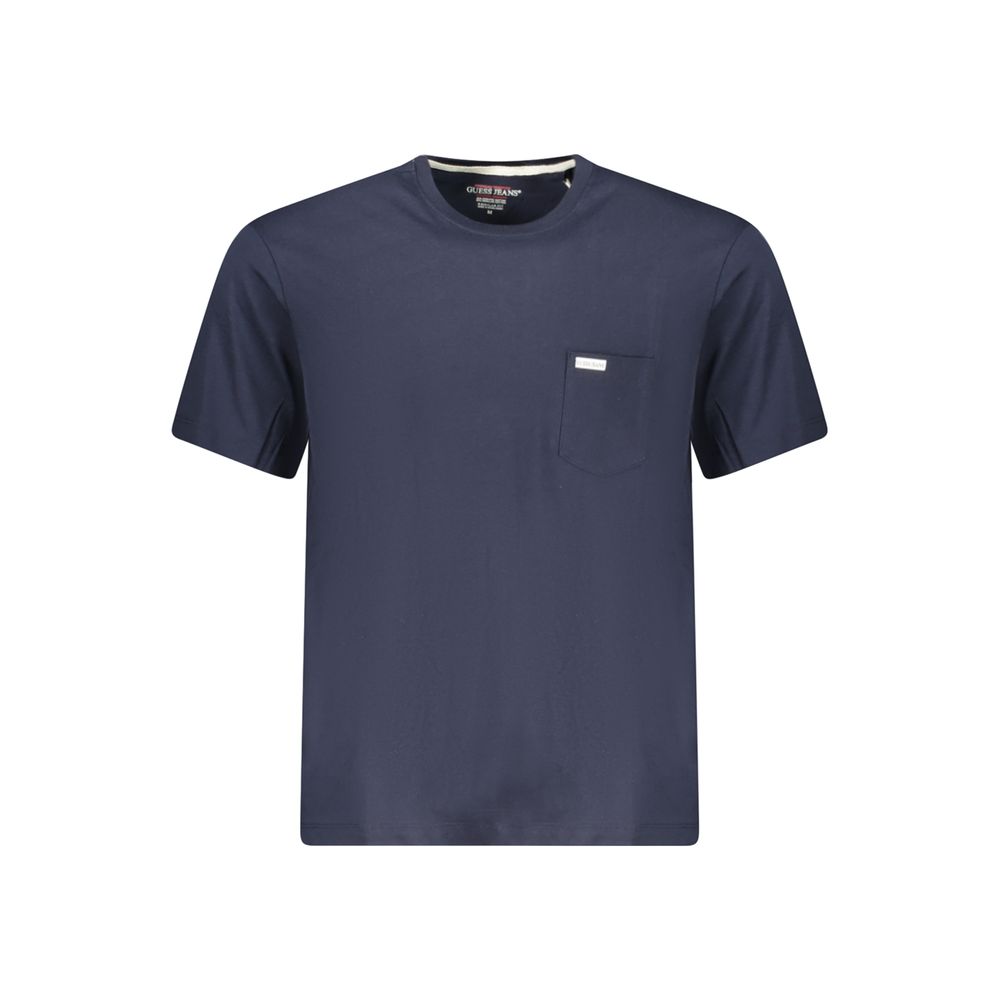 Activewear T-Shirt by Guess Jeans for men in organic cotton blue features an athletic silhouette with short-sleeve sleeves and a crew neckline neckline, enhanced by high-performance .