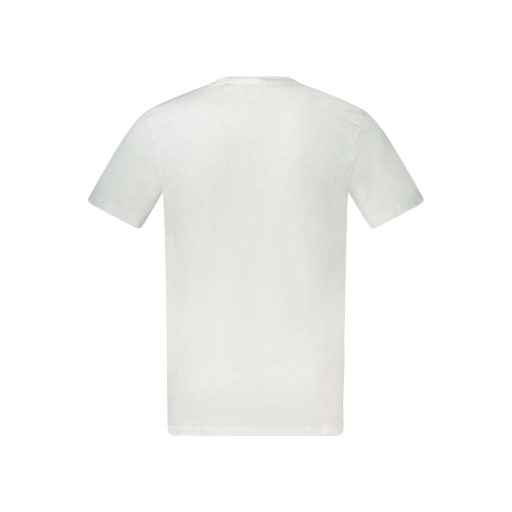 T-Shirt by Hugo Boss for men in cotton white showcases a fashionable silhouette, elegantly detailed with a fashionable and crew neckline for a sophisticated, high-fashion look.