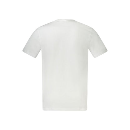 T-Shirt by Hugo Boss for men in cotton white showcases a fashionable silhouette, elegantly detailed with a fashionable and crew neckline for a sophisticated, high-fashion look.