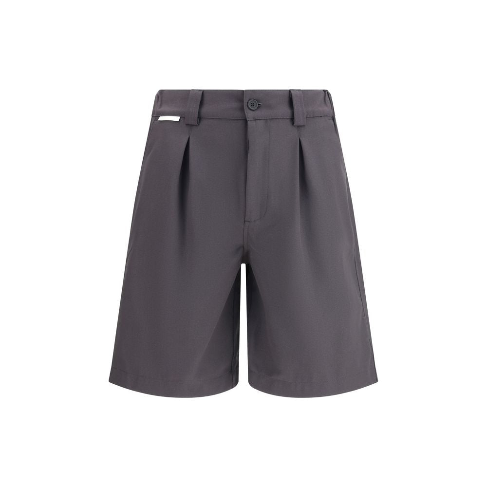 Bermuda Shorts by GR10K for men in cotton polyester gray features a sartorial silhouette, showcasing a sartorial regular-fit and short with a sophisticated for a sartorial look.