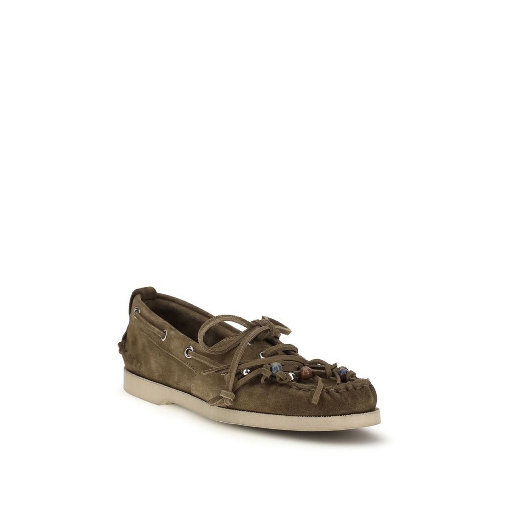 Golden Goose Women's Bos Taurus Calf Leather Flat Boat Loafer Slip-On Shoes - Bicolour