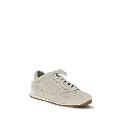 Sneakers by Brunello Cucinelli for women in bos taurus calf suede leather beige features an fashionable silhouette, showcasing the premium Women's Low Top Bos Taurus Calf Suede Leather Sneakers in a fashionable low-top style that offers a fashionable finish for refined style.