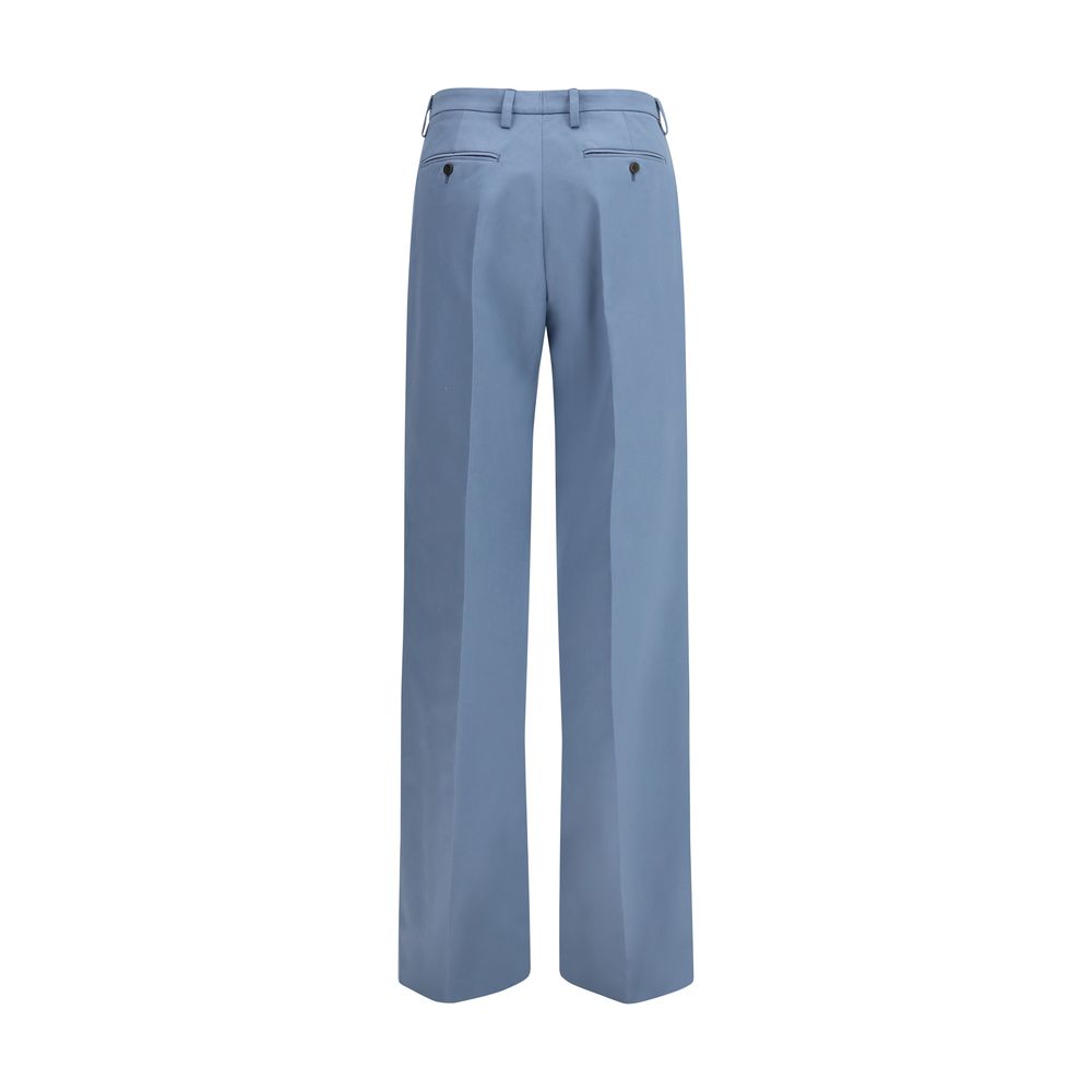 Chinos Pants by Prada for women in cotton blue features a modern silhouette, showcasing a modern straight & regular-fit with a long and for a refined finish.