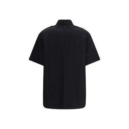 Shirt by Prada for women in cotton black showcases a sleek silhouette, elegantly detailed with a sleek and for a sleek finish.