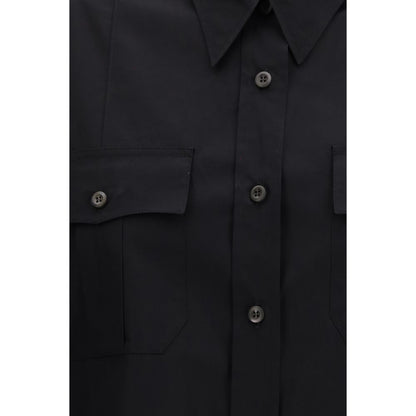 Shirt by Prada for women in cotton black features an polished silhouette, showcasing a sophisticated and detail for a truly polished finish.