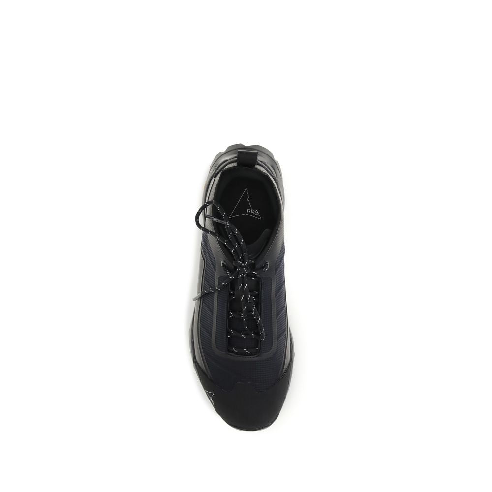 Athletic Sneakers by ROA for men in polyester black & jacquard features an effortless chic silhouette, showcasing the signature athletic style of the Men's Athletic Polyester Sneakers collection with a truly effortless chic finish.