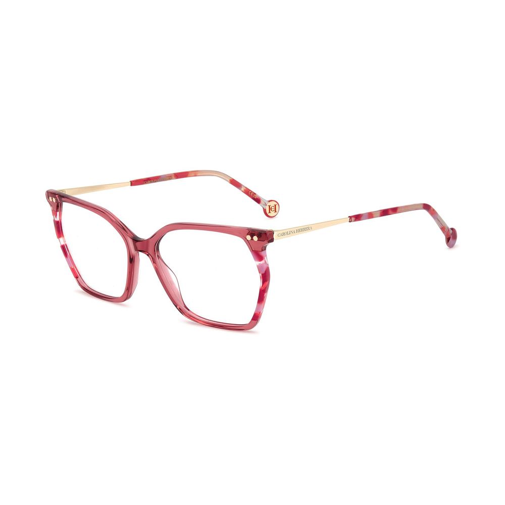 Eyeglasses Frames by Carolina Herrera for women in acetate pink showcases a refined full-frame frame design with a refined rose coloured frame finish for a refined and sophisticated look.