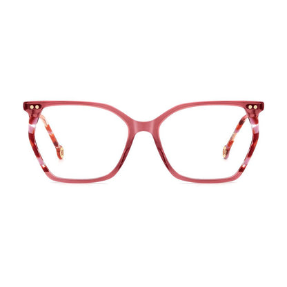 Eyeglasses Frames by Carolina Herrera for women in acetate pink features an refined silhouette, showcasing a sophisticated rose coloured frame and refined full-frame frame design for a refined look.