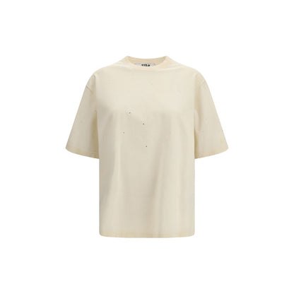 Activewear T-Shirt by Golden Goose for women in cotton beige features an contemporary design with , a short-sleeve length, and a contemporary crew neckline.