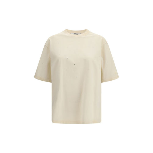 Activewear T-Shirt by Golden Goose for women in cotton beige features an contemporary design with , a short-sleeve length, and a contemporary crew neckline.