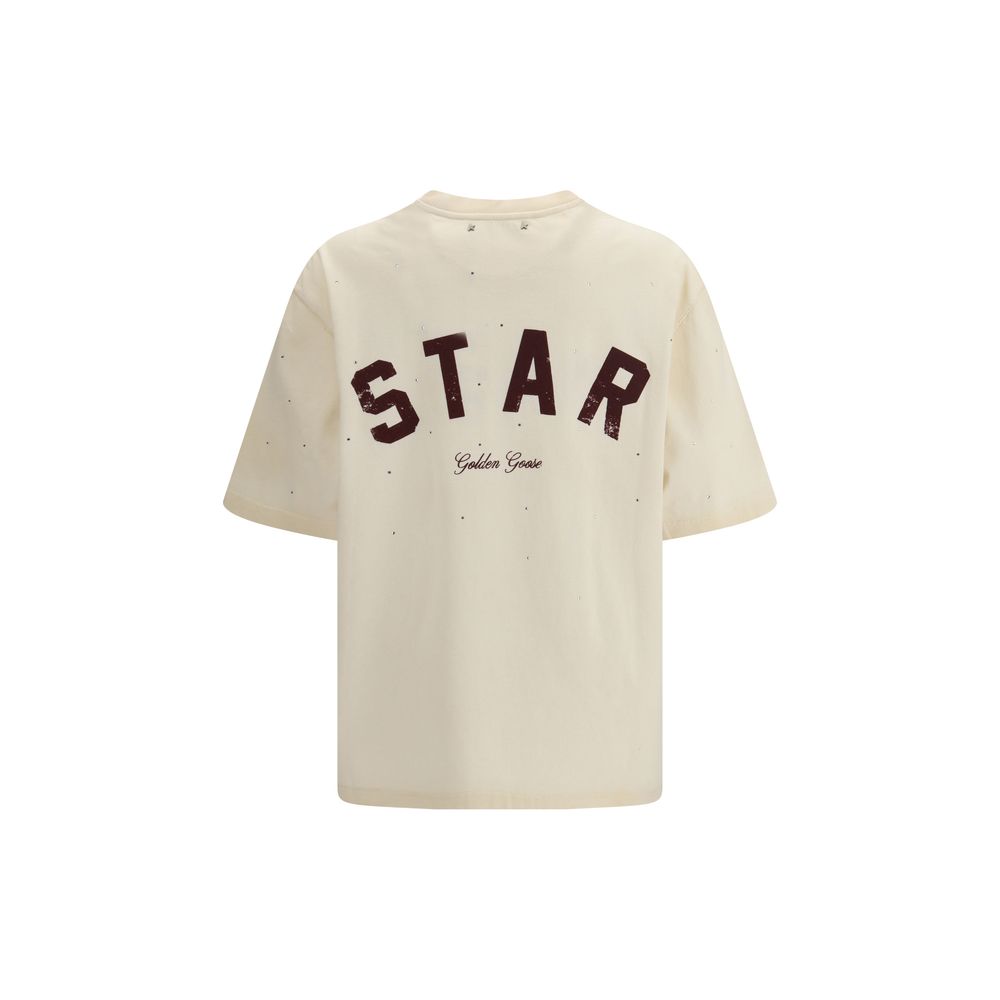 Activewear T-Shirt by Golden Goose for women in cotton beige features an contemporary design with , a length, and a contemporary crew neckline.