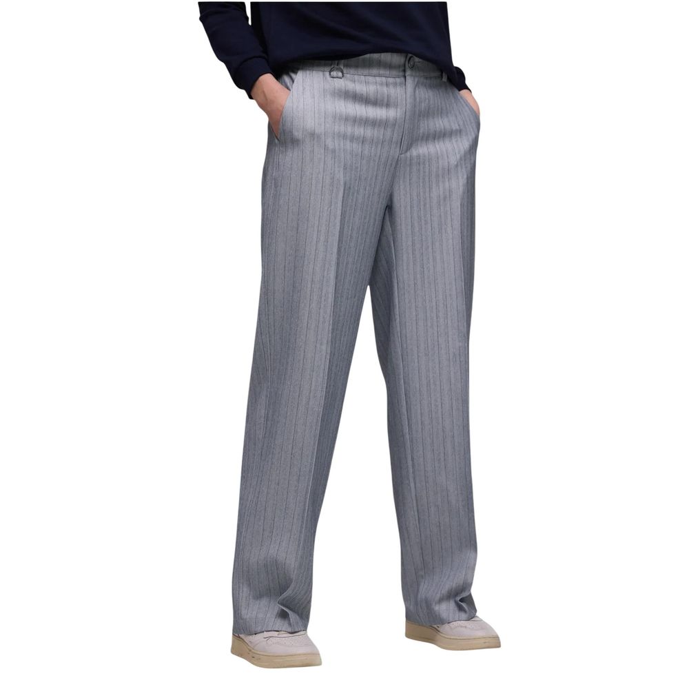 Street One Women's Straight-Leg Wide Stretch Polyester & Viscose Trousers - Blue