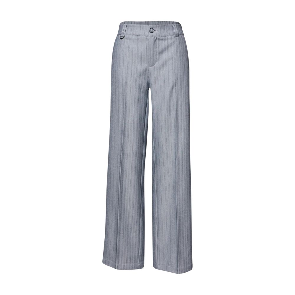 Street One Women's Straight-Leg Wide Stretch Polyester & Viscose Trousers - Blue