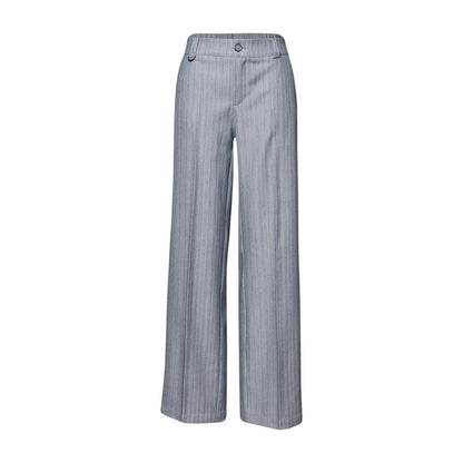 Street One Women's Straight-Leg Wide Stretch Polyester & Viscose Trousers - Blue
