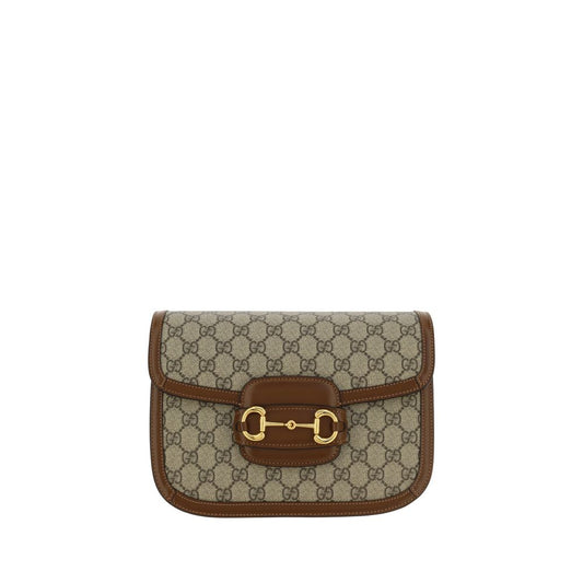 Shoulder Flap Handbag by Gucci for women in polyester polyurethane leather & cotton beige, gold, jacquard & print features a contemporary silhouette, showcasing a secure flap, ample , and contemporary shoulder-strap & adjustable-strap for a sophisticated look.