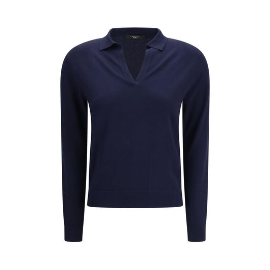 Sweatshirt by Max Mara for women in polyester & viscose blue features an exquisite silhouette, showcasing and v-neck neckline details for a exquisite look.