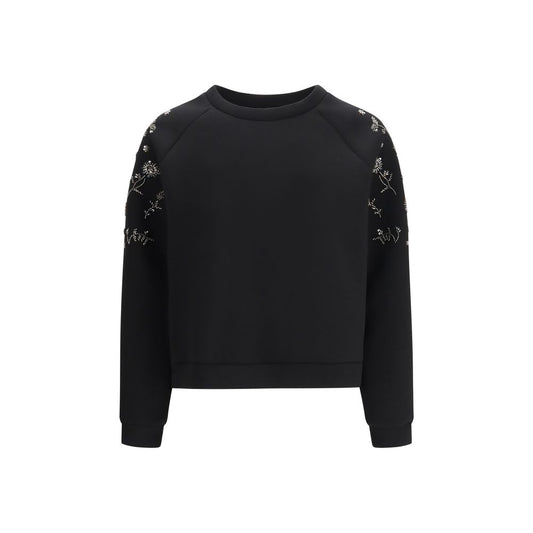 Sweatshirt by Max Mara for women in stretch polyester & viscose black presents a smart casual silhouette, featuring a smart casual crew neckline and long-sleeve for a sophisticated look.