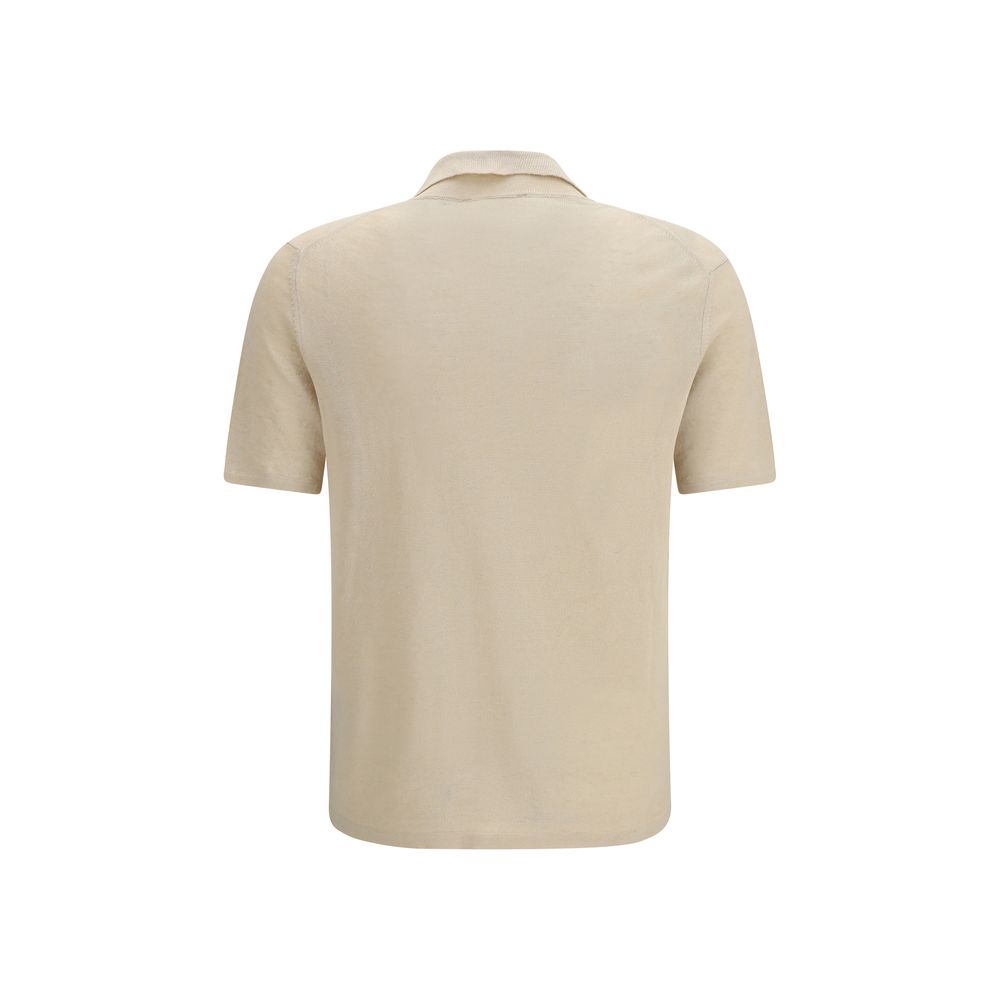 Polo Shirt by Roberto Collina for men in linen beige presents a crisp silhouette, artfully detailed with a crisp and crisp .
