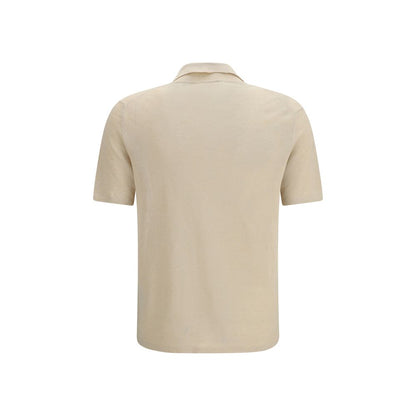 Polo Shirt by Roberto Collina for men in linen beige presents a crisp silhouette, artfully detailed with a crisp and crisp .