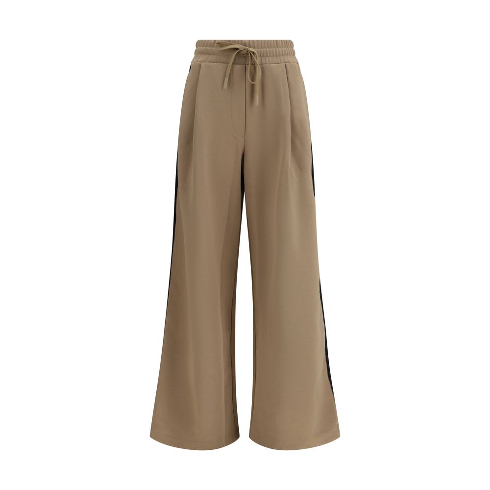 Casual Pants by Max Mara for women in cotton polyester beige, black & ivory features an sartorial regular-fit & wide and long with a mid rise cut for a sartorial finish.