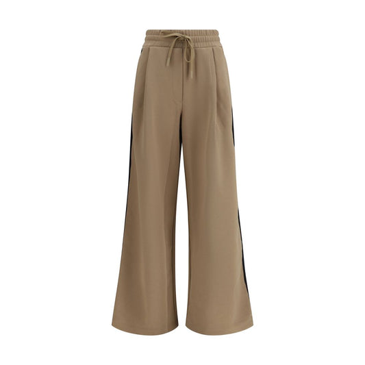 Casual Pants by Max Mara for women in cotton polyester beige, black & ivory features an sartorial regular-fit & wide and long with a mid rise cut for a sartorial finish.