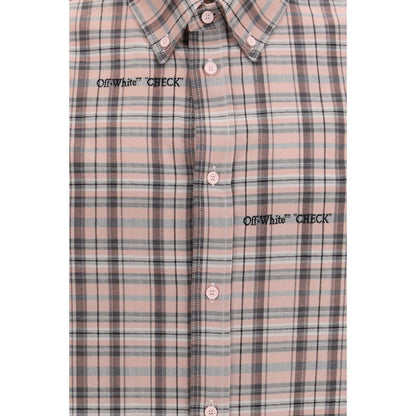 Shirt by Off-White for men in cotton flannel multicolor, white & patterned features an architectural silhouette with a refined and elegant for a architectural look.