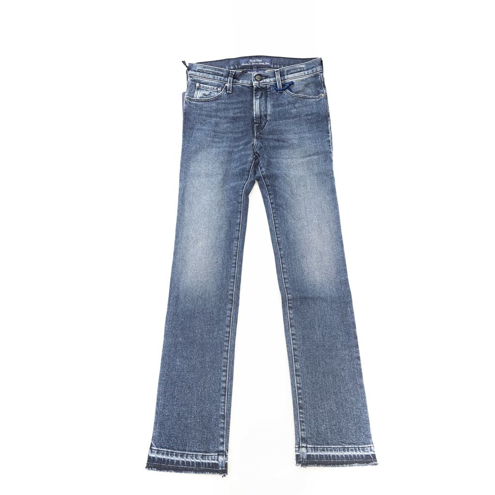 Jeans by Jacob Cohen for women in stretch denim cotton blue features an refined tailoring silhouette, showcasing a premium slim with a and long cut for a refined tailoring look.