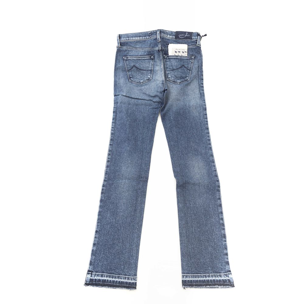 Jeans by Jacob Cohen for women in blue features an sartorial slim and long with a cut for a sartorial finish.