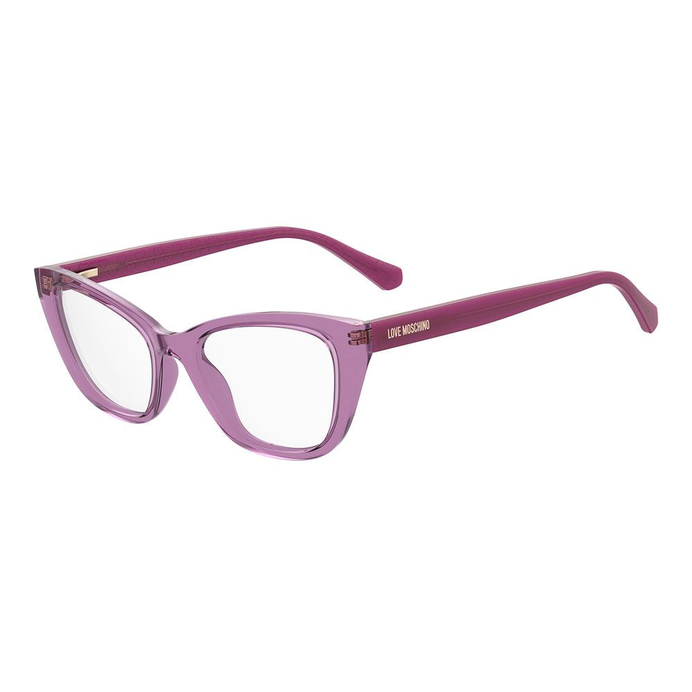 Eyeglasses Frames by Love Moschino for women in cellulose propionate and multicolor showcases an refined full-frame frame design featuring a sophisticated purple coloured frame for an refined and refined aesthetic.