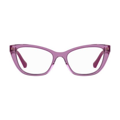 Eyeglasses Frames by Love Moschino for women in cellulose propionate multicolor features a refined silhouette, showcasing a refined purple coloured frame and full-frame frame design for a sophisticated, premium look.