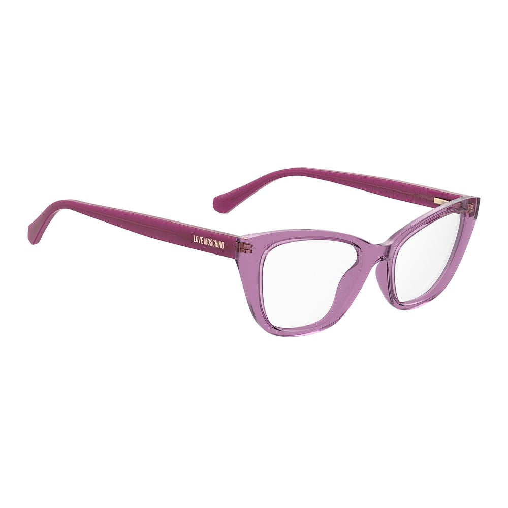 Eyeglasses Frames by Love Moschino for women in cellulose propionate multicolor showcases a reflective silhouette, artfully incorporating a sophisticated purple coloured frame with a distinct full-frame frame design.