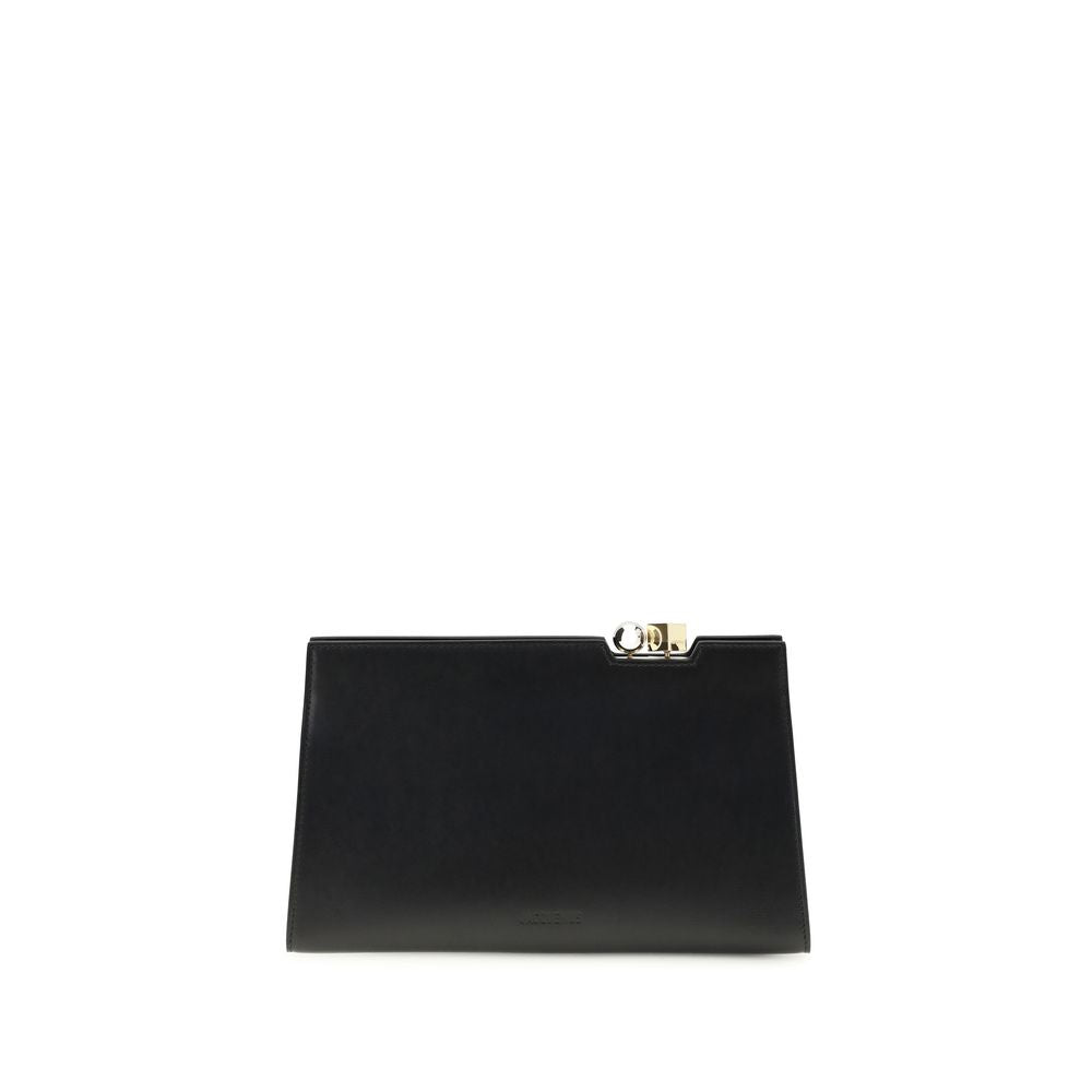 Shoulder Bag by Jacquemus for women in bos taurus calf leather black, gold & silver features an effortlessly chic silhouette with a secure magnetic, ample , and versatile shoulder-strap & handle for effortlessly chic everyday luxury.