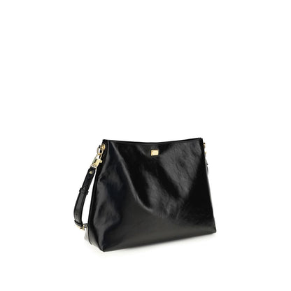 Large Shoulder Bag by Dolce & Gabbana for women in bos taurus calfskin leather & bio- acetate black features a distinguished silhouette, showcasing a secure and distinguished with versatile shoulder-strap & adjustable-strap for a distinguished finish.