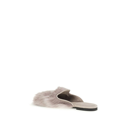 Mules Flat Shoes by Dolce & Gabbana for women in goatskin leather gray features an statuesque silhouette from the Women's Goatskin Leather Mules Flat Shoes collection, showcasing a and a statuesque for a statuesque look.