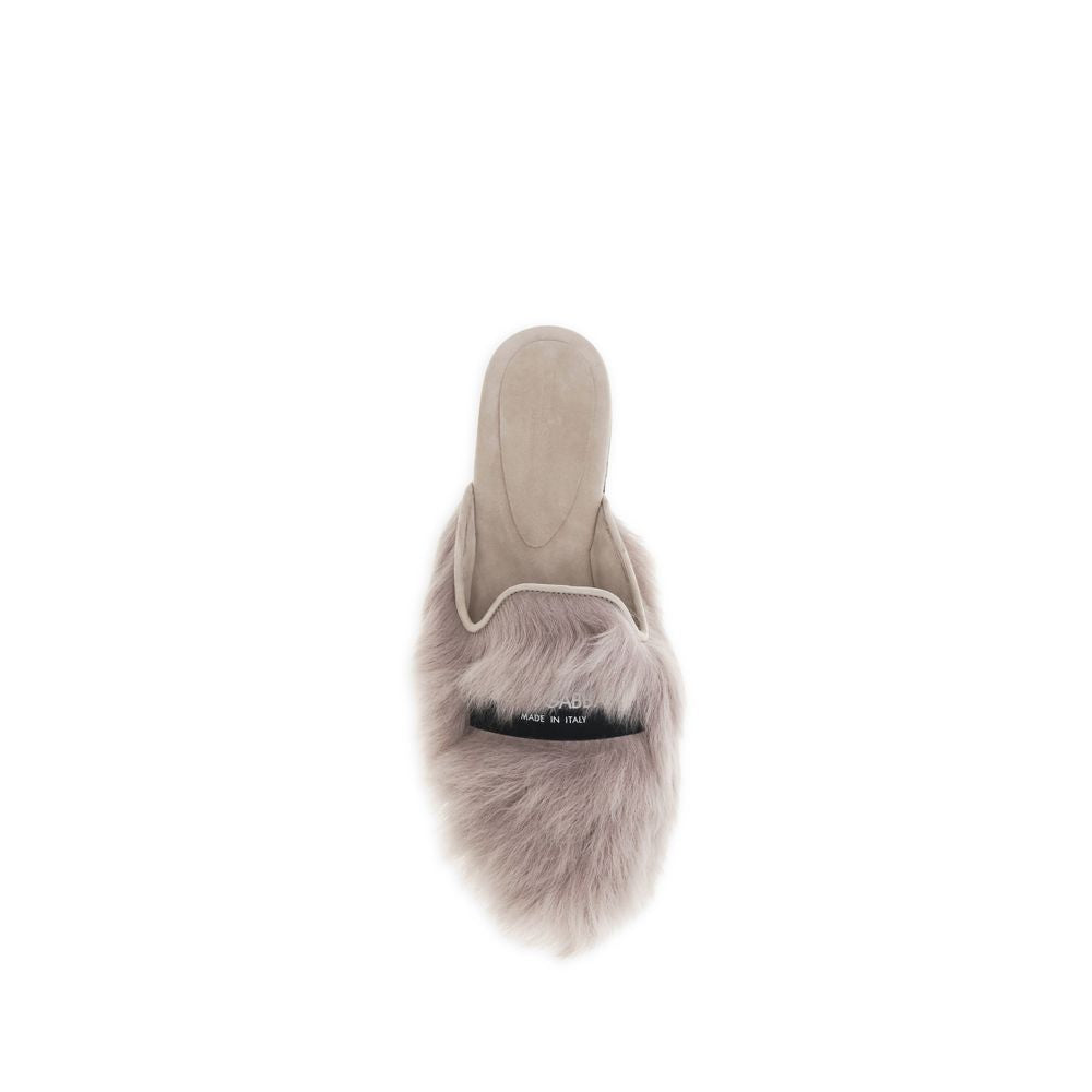 Mules Flat Shoes by Dolce & Gabbana for women in goatskin leather gray features an captivating silhouette, showcasing the captivating style of the Women's Goatskin Leather Mules Flat Shoes with its distinct and refined .