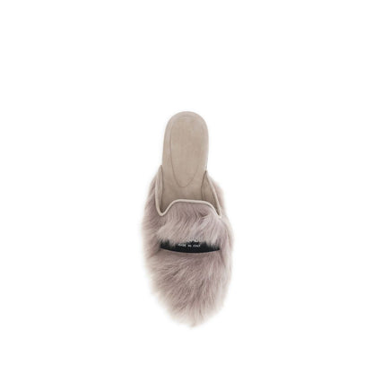Mules Flat Shoes by Dolce & Gabbana for women in goatskin leather gray features an captivating silhouette, showcasing the captivating style of the Women's Goatskin Leather Mules Flat Shoes with its distinct and refined .